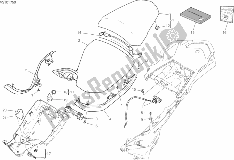 All parts for the Seat of the Ducati Multistrada 1260 Touring USA 2018